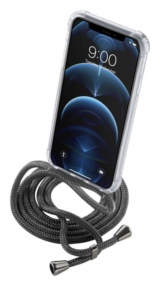 CellularLine Transparentný zadný kryt Neck-Case s čiernou šnúrkou na krk pre Apple iPhone 12 Pro Max NECKCASEIPH12PRMK - zánovné